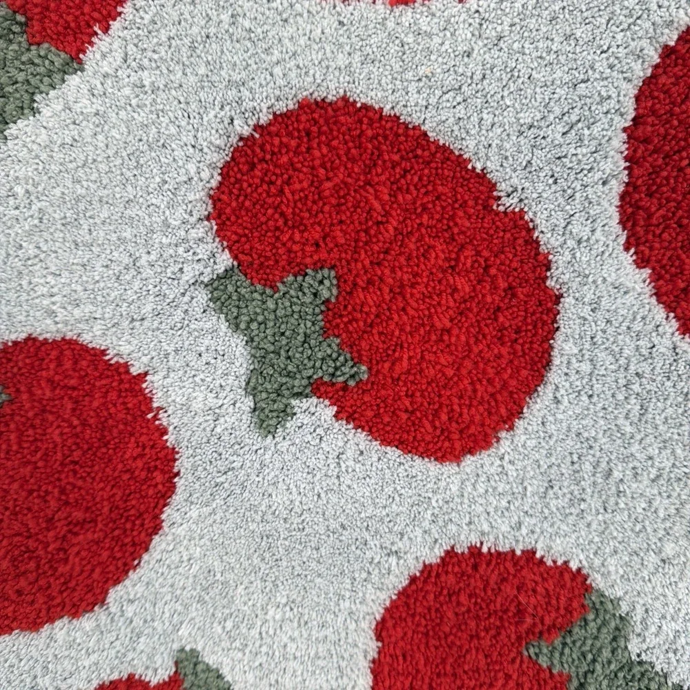 Rachel Ashwell Bathroom Mat 21x31 Blue Red Tomatoes Cottage Shabby Chic Rug